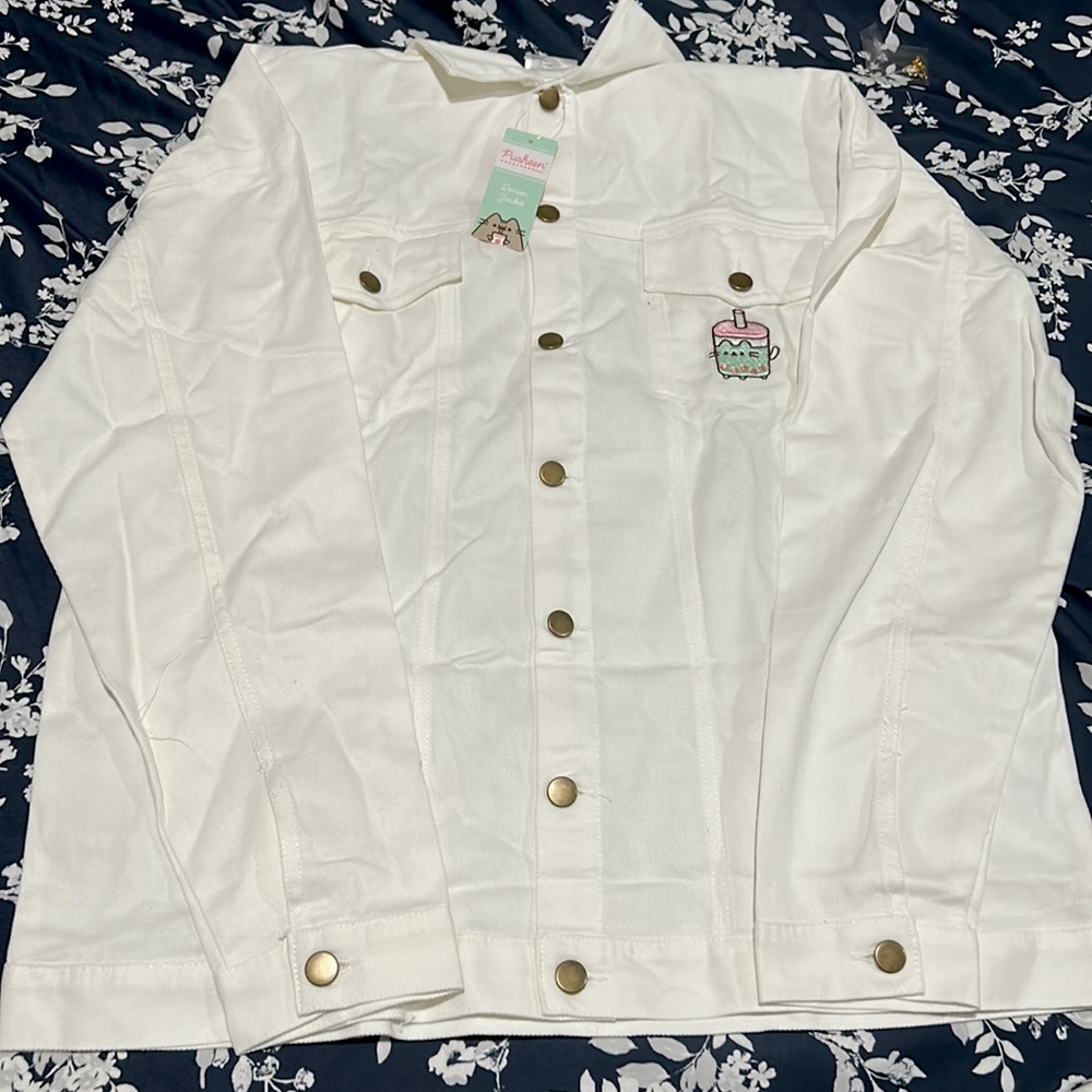 Pusheen white denim jacket